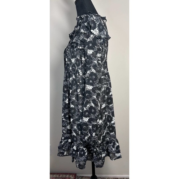 Free People These Dreams Boho Black Floral Chiffon Ruffled Mini Dress Size XS - Picture 3 of 3